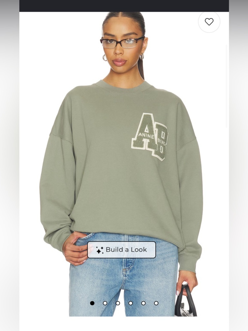 Anine Bing Miles AB Graphic Sweatshirt Sage Green Size Medium Oversized - Picture 5 of 12